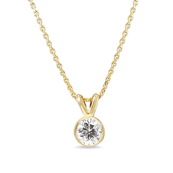 14ct Yellow Gold .85ct Bezel Diamond Solitaire Necklace
