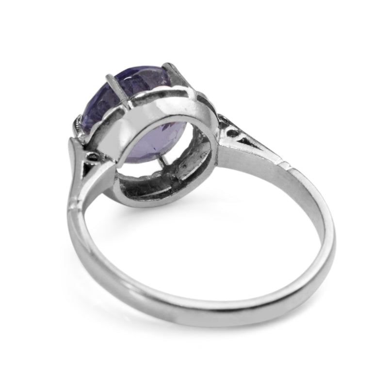 Platinum Tanzanite Vintage Solitaire Ring