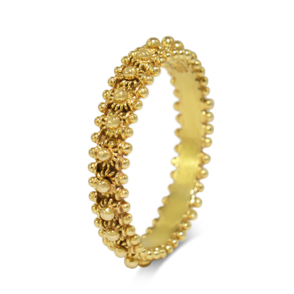 18ct Yellow Gold Beaded Sun Band Ring