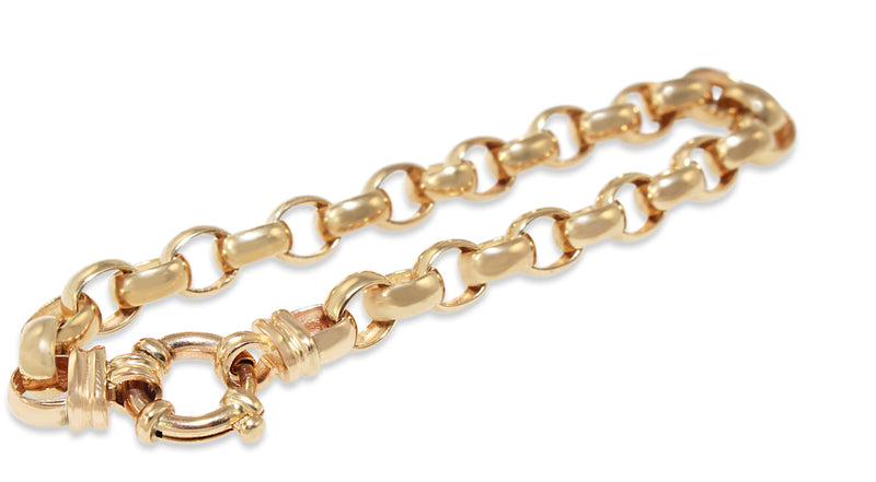 9ct Yellow Gold Oval Belcher Link Bracelet with Bolt Ring Clasp