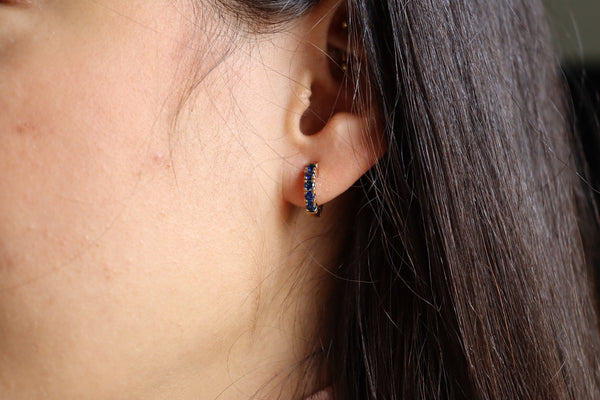 18ct Yellow Gold Sapphire Hoop Earrings