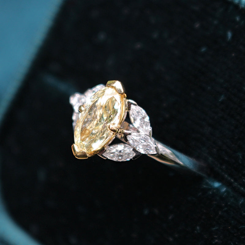 18ct Yellow and White Gold Yellow 'Moval' Diamond Ring