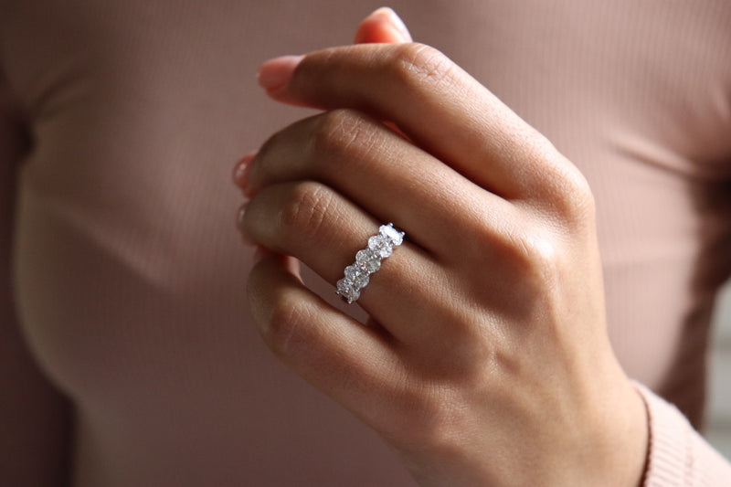 18ct White Gold 5 Stone Oval Lab Grown Diamond Ring