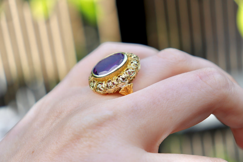 18ct Yellow Gold Amethyst Vintage Ring