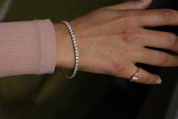 14ct Yellow Gold 6.45ct Lab Grown Diamond Tennis Bracelet