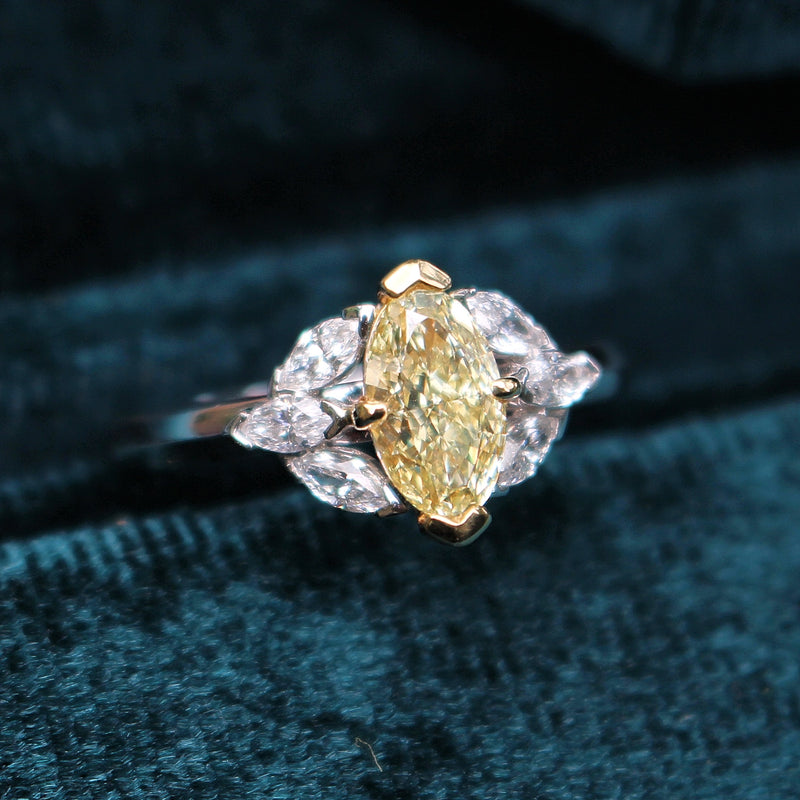 18ct Yellow and White Gold Yellow 'Moval' Diamond Ring
