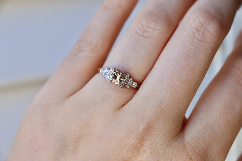 18ct Yellow Gold and Platinum Vintage Diamond Solitaire Ring