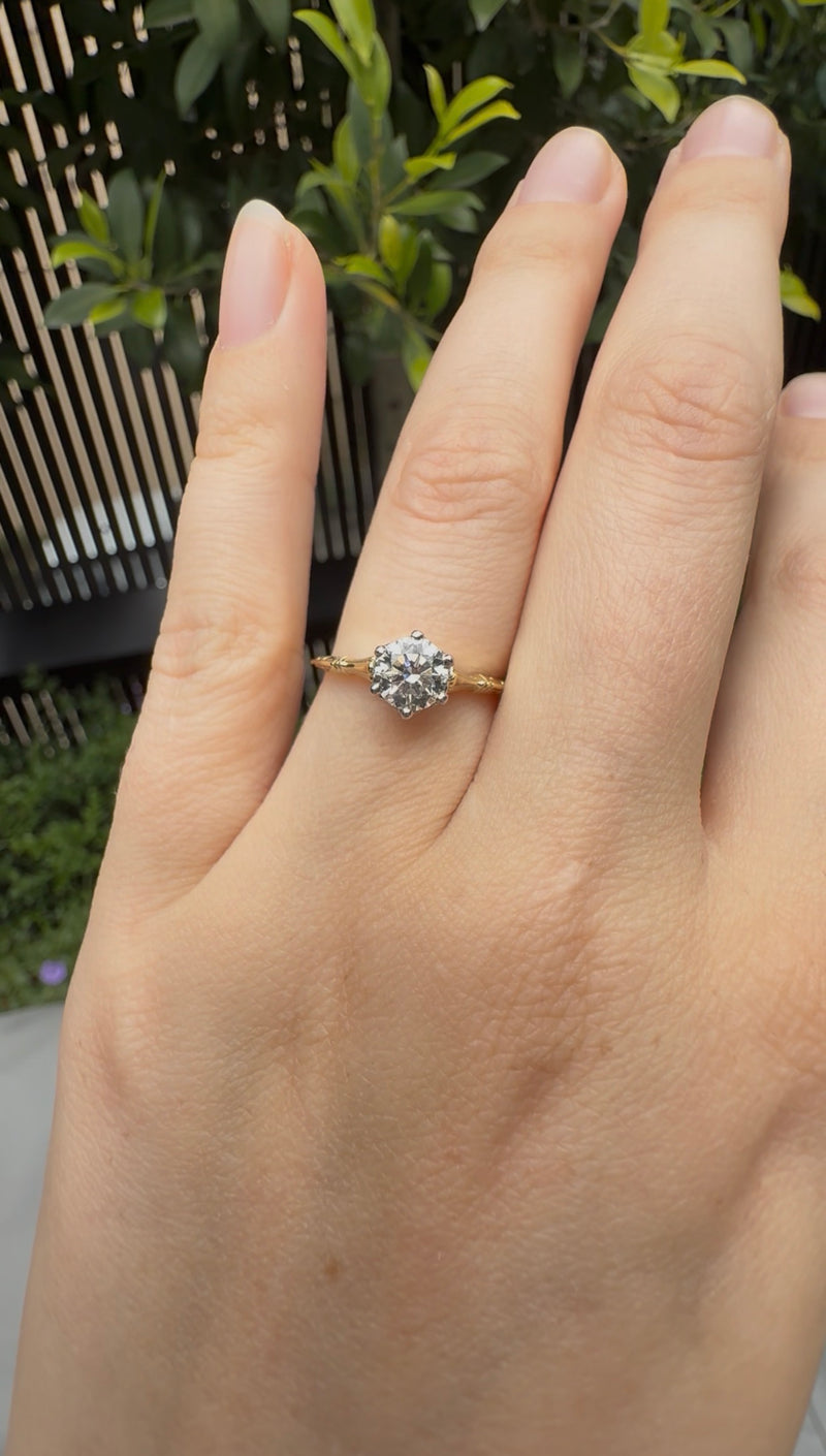 14ct Yellow and White Gold Vintage Solitaire Ring