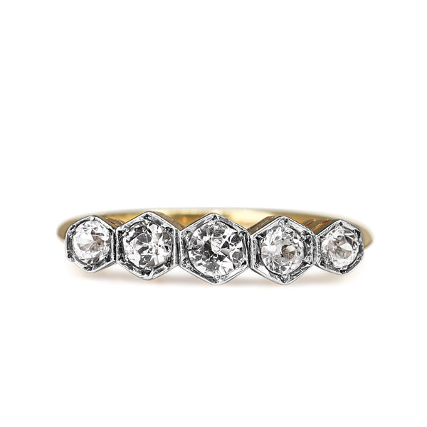 18ct Yellow and White Gold Antique 5 Stone Diamond Ring
