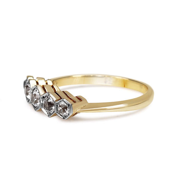 18ct Yellow and White Gold Antique 5 Stone Diamond Ring