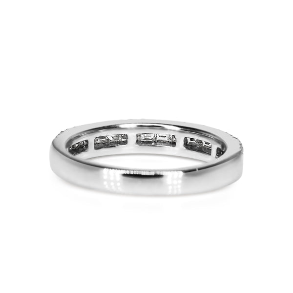 18ct White Gold Baguette and Brilliant Cut Diamond Band Ring