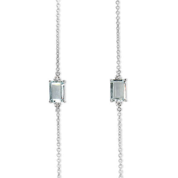 18ct White Gold Aquamarine and Diamond Necklace