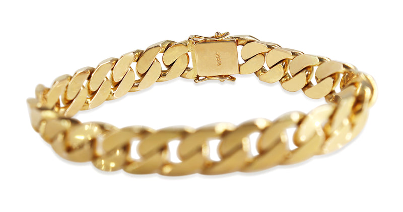 14ct Yellow Gold Solid Flat Curb Link Bracelet