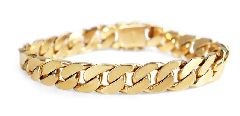 14ct Yellow Gold Solid Flat Curb Link Bracelet