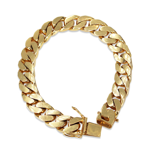 14ct Yellow Gold Solid Flat Curb Link Bracelet