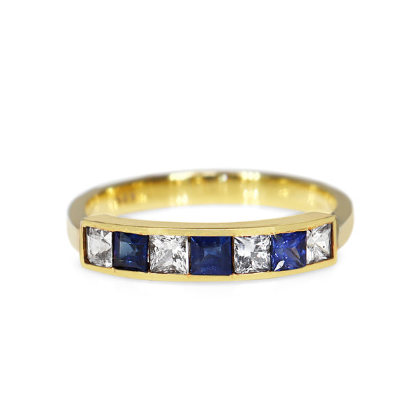 14ct Yellow Gold Sapphire and Diamond Band Ring