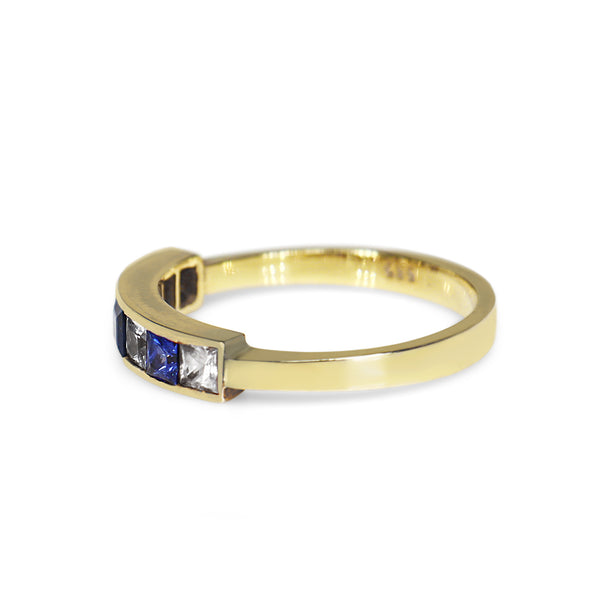 14ct Yellow Gold Sapphire and Diamond Band Ring