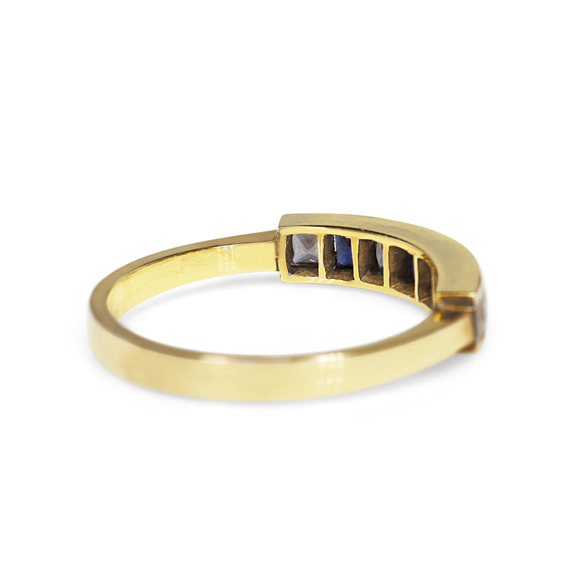 14ct Yellow Gold Sapphire and Diamond Band Ring