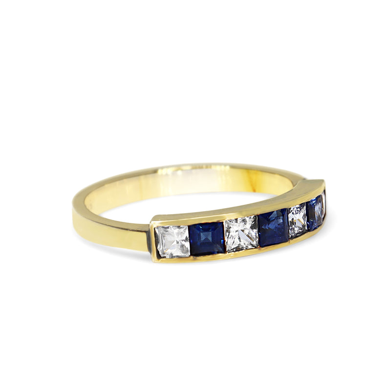 14ct Yellow Gold Sapphire and Diamond Band Ring