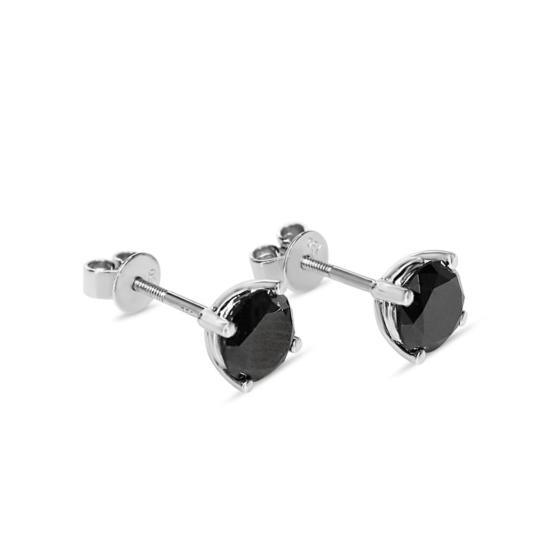 18ct White Gold 1.36ct Black Diamond Stud Earrings