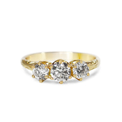 18ct Yellow Gold Antique Style 3 Stone Diamond Ring