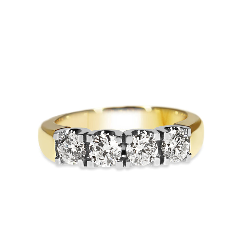 18ct Yellow and White Gold 4 Stone Diamond Ring