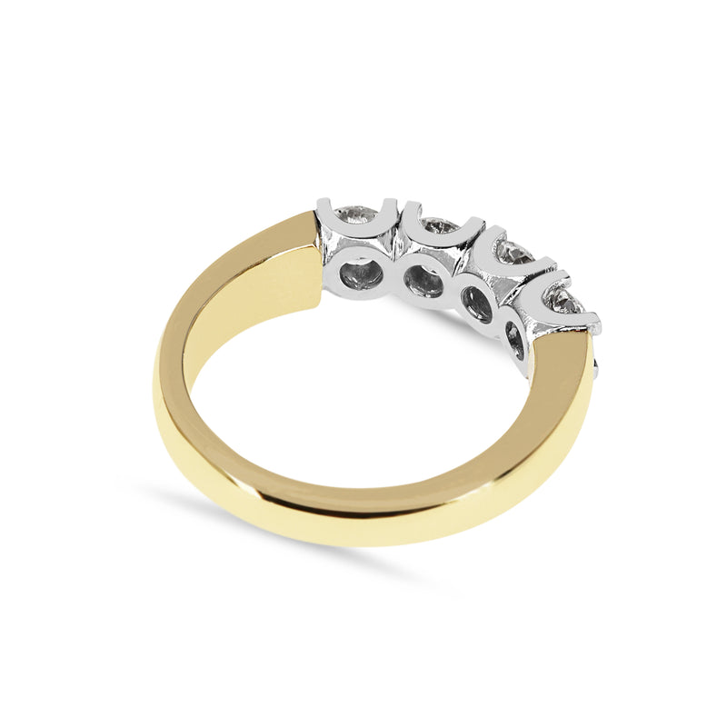 18ct Yellow and White Gold 4 Stone Diamond Ring