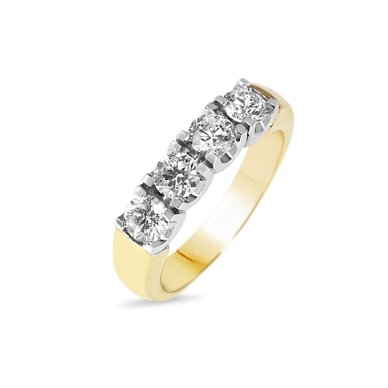 18ct Yellow and White Gold 4 Stone Diamond Ring