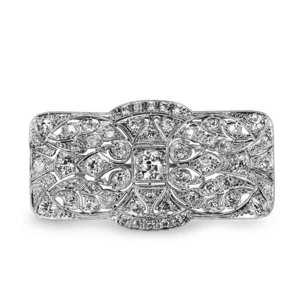Platinum Art Deco Old Cut Diamond Brooch