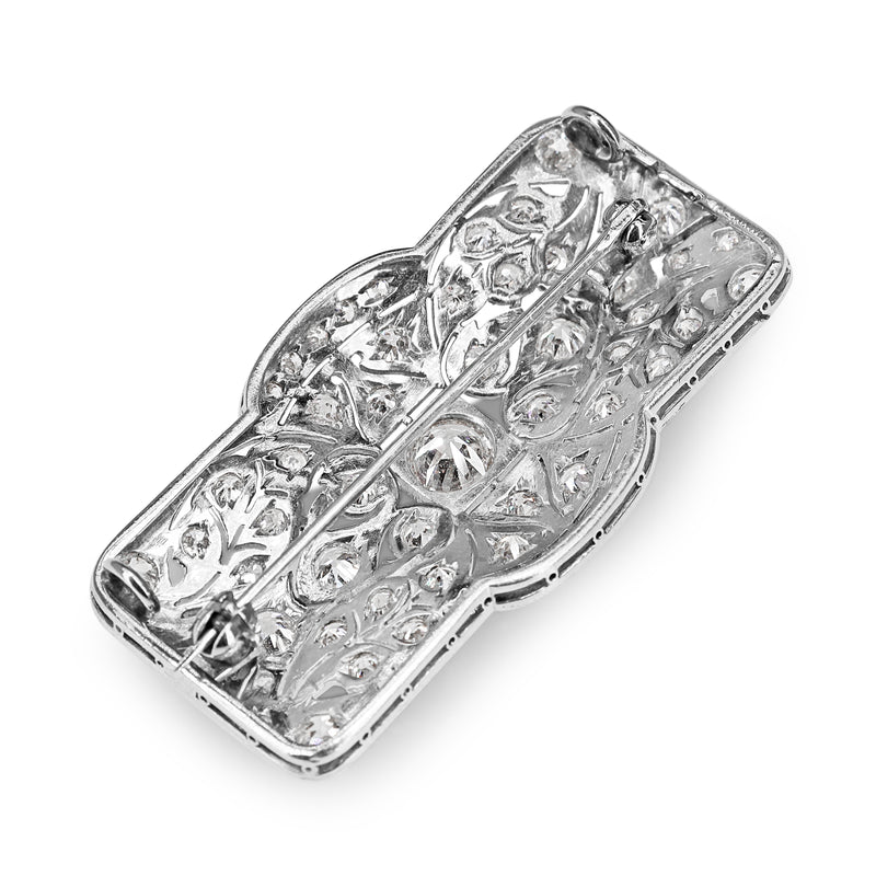 Platinum Art Deco Old Cut Diamond Brooch