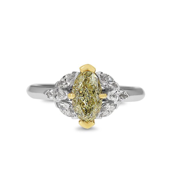 18ct Yellow and White Gold Yellow 'Moval' Diamond Ring