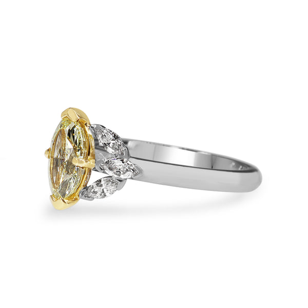 18ct Yellow and White Gold Yellow 'Moval' Diamond Ring