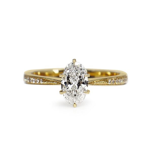 18ct Yellow Gold Oval Diamond Solitaire Ring