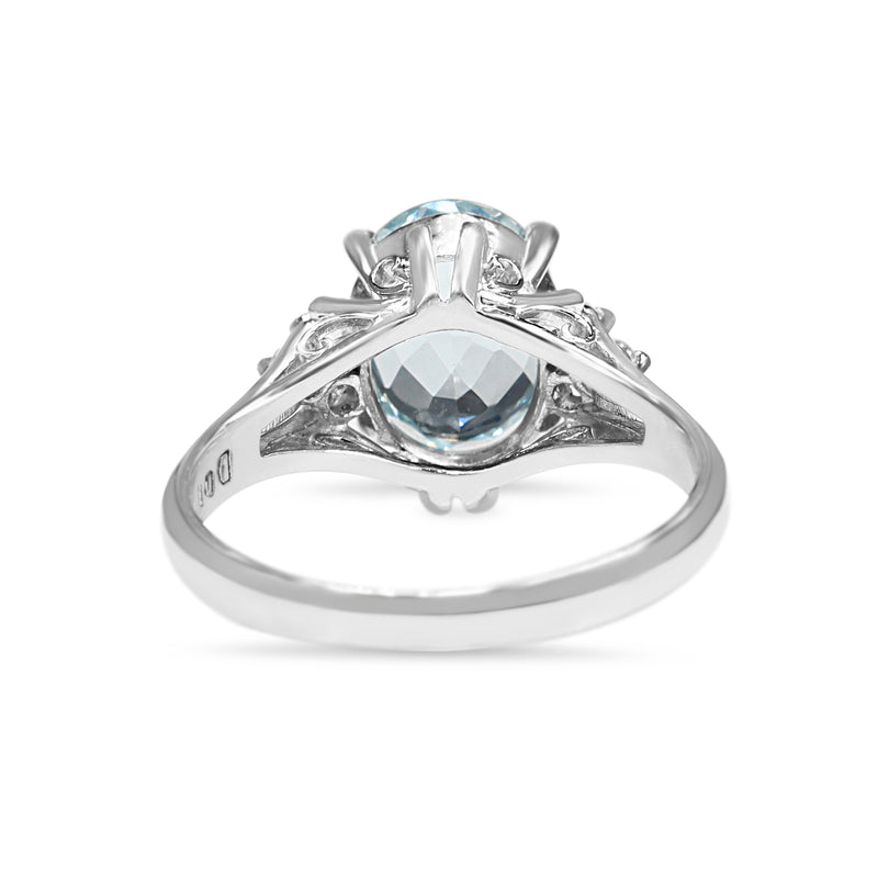 Platinum Aquamarine and Diamond Vintage Ring