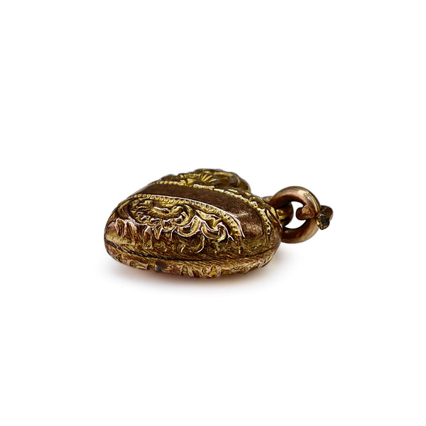 9ct Yellow Gold Antique Heart Charm / Pendant