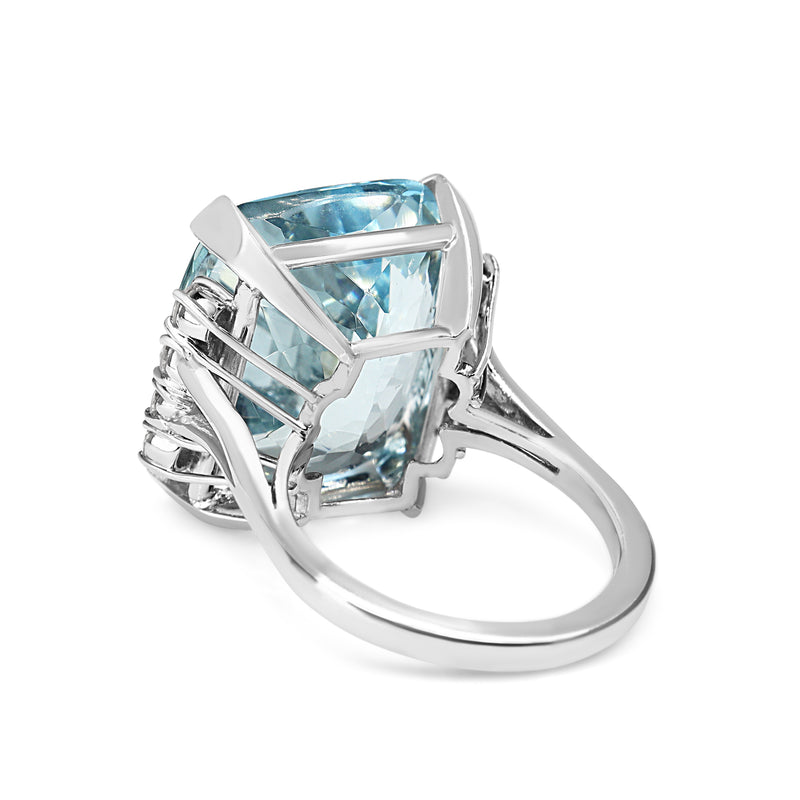Platinum Aquamarine and Diamond Cocktail Ring