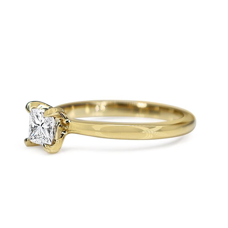 18ct Yellow Gold Princess Cut Solitaire Diamond Ring