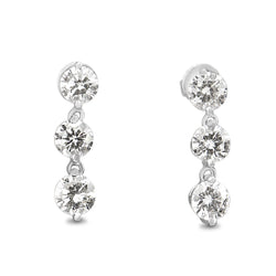 Platinum and 18ct White Gold 3 x Diamond Drop Earrings