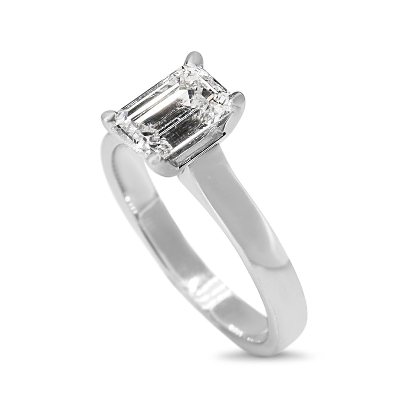 18ct White Gold 1.50ct Emerald Cut Diamond Solitaire Ring