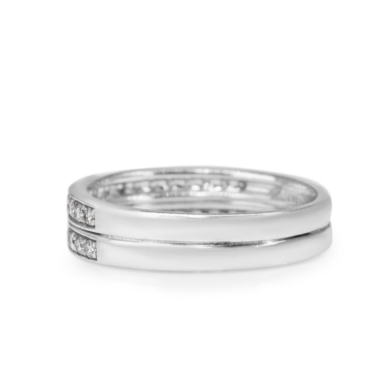 18ct White Gold Double Row Diamond Band Ring