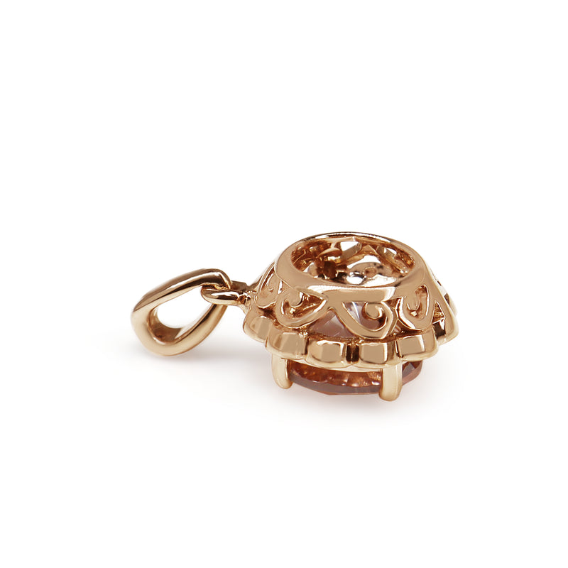 9ct Rose Gold Morganite and Diamond Daisy Style Pendant