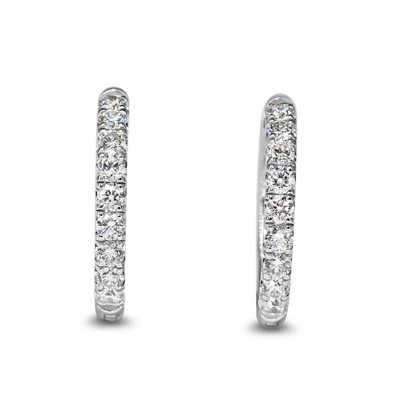 9ct White Gold Diamond Hoop Earrings