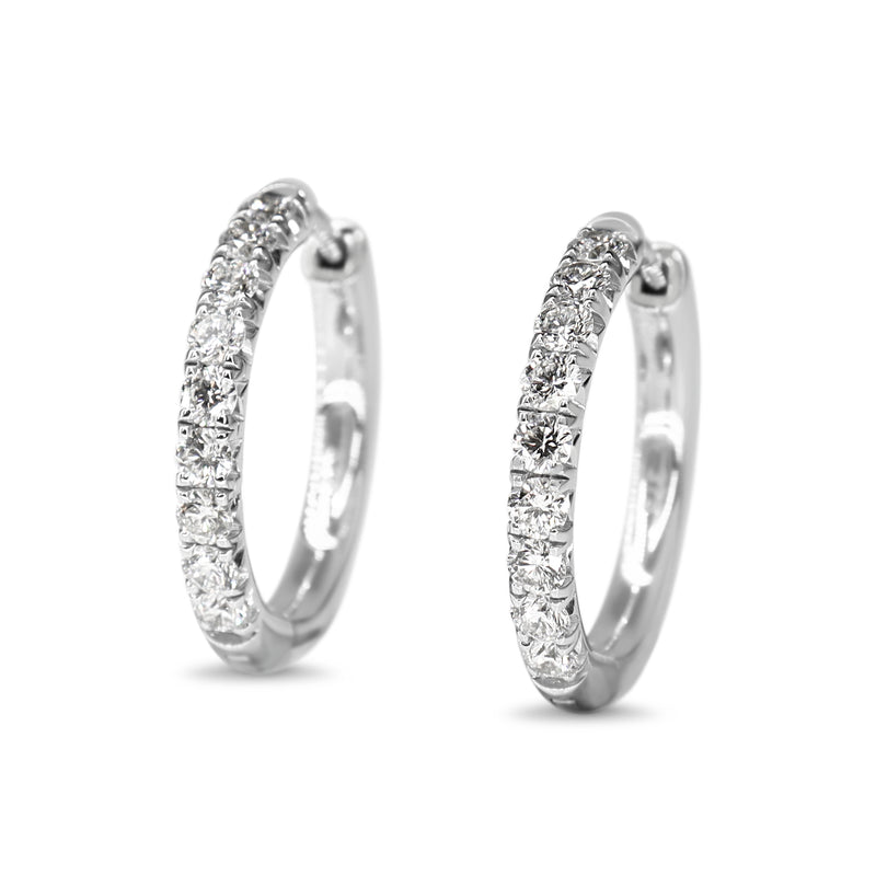 9ct White Gold Diamond Hoop Earrings