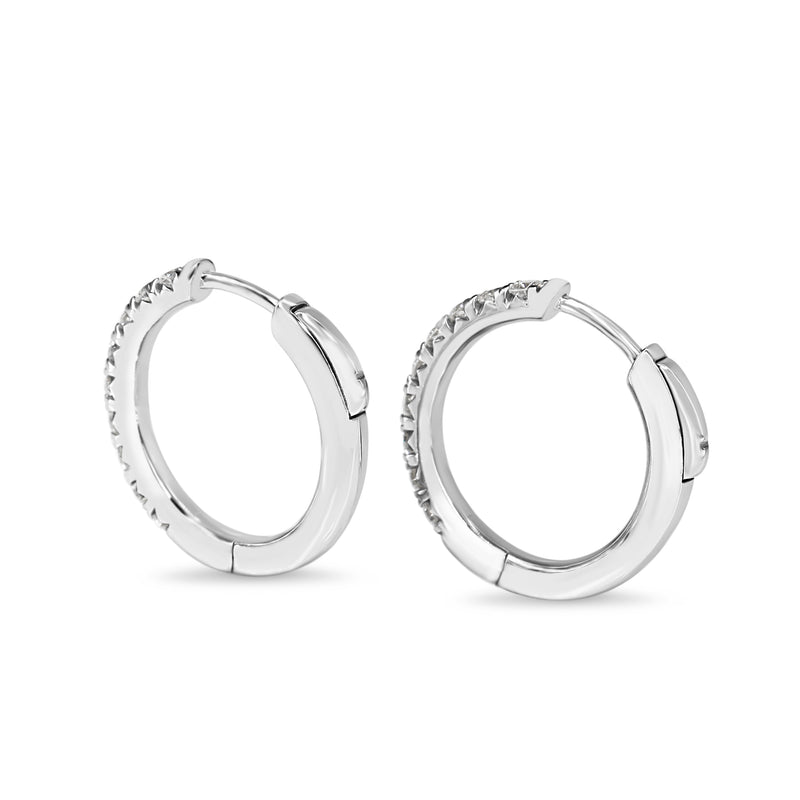 9ct White Gold Diamond Hoop Earrings