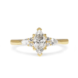 18ct Yellow Gold Marquise and Pear Diamond Ring