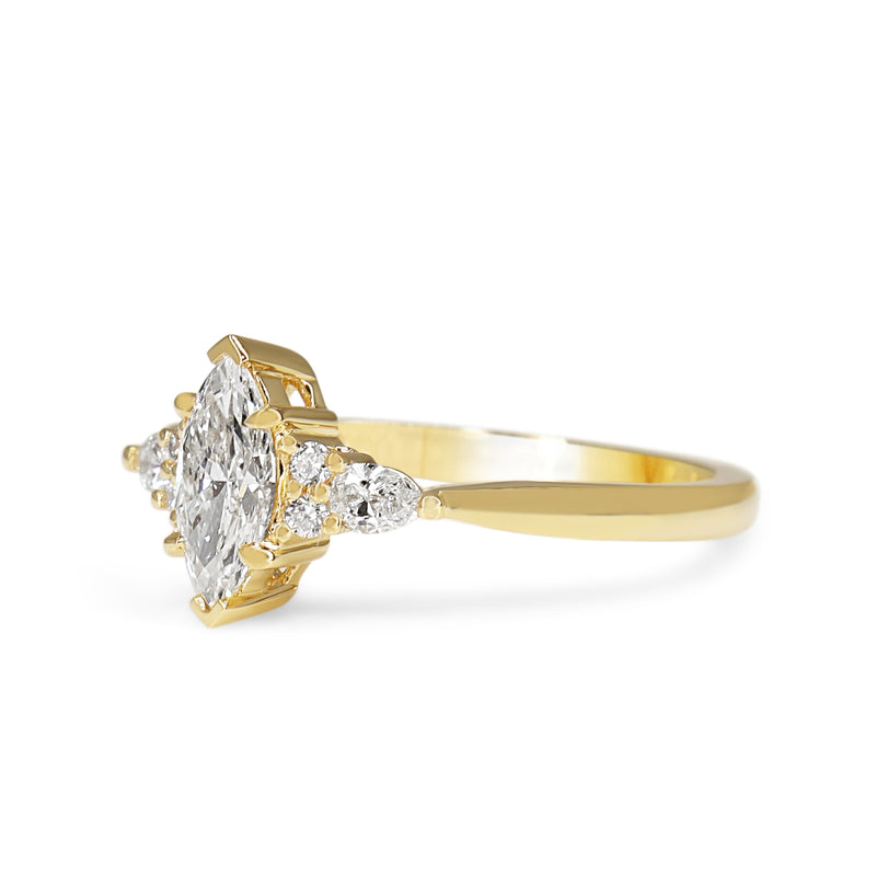 18ct Yellow Gold Marquise and Pear Diamond Ring