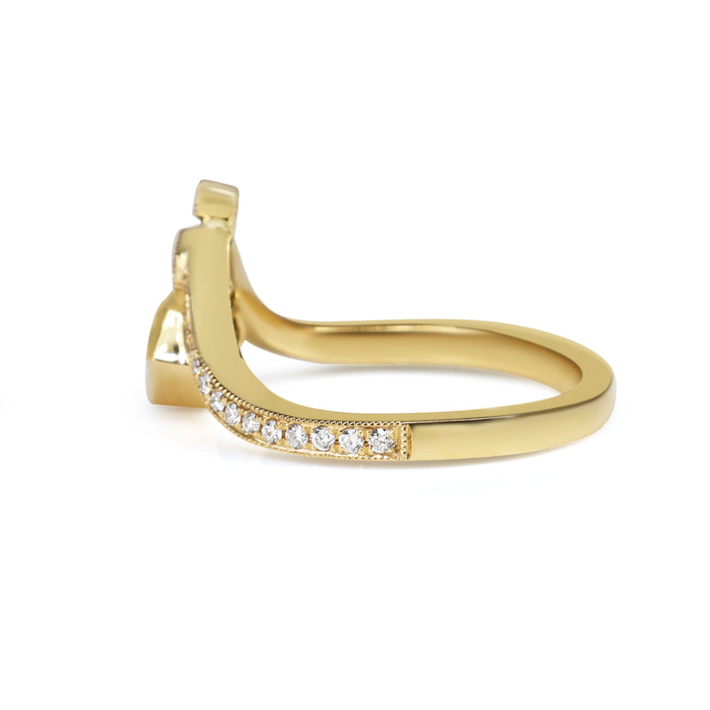 18ct Yellow Gold Teal Sapphire and Diamond Tiara Style Ring