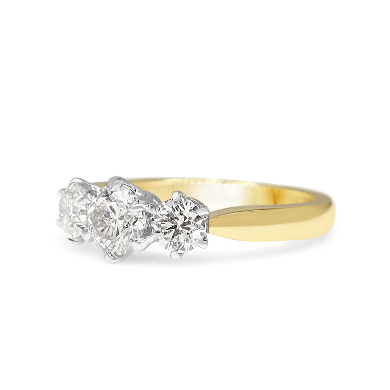 18ct Yellow and White Gold 3 Stone Diamond Ring