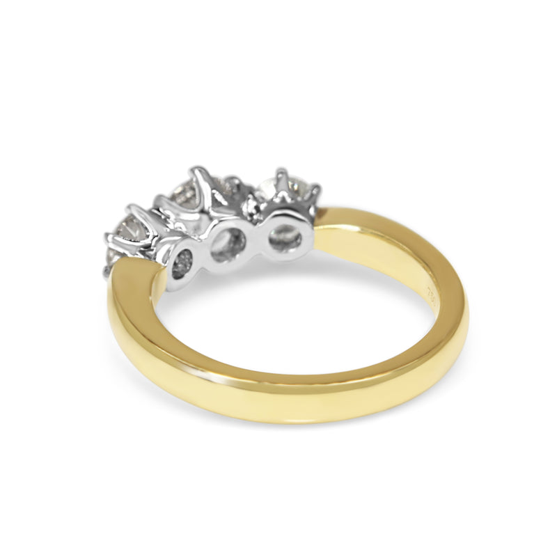 18ct Yellow and White Gold 3 Stone Diamond Ring