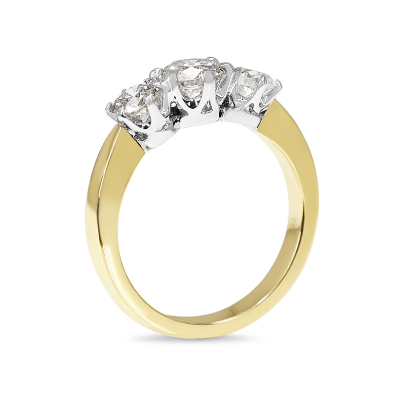 18ct Yellow and White Gold 3 Stone Diamond Ring